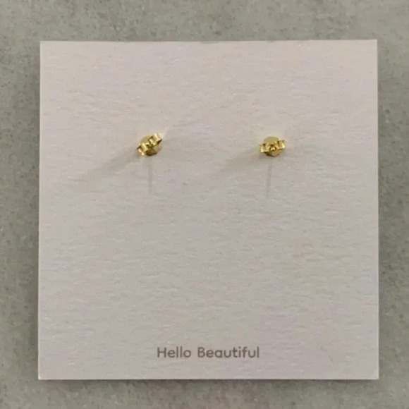 18K Gold Crystal Bar Dangle Huggie Earrings Brand New - Picture 4 of 4